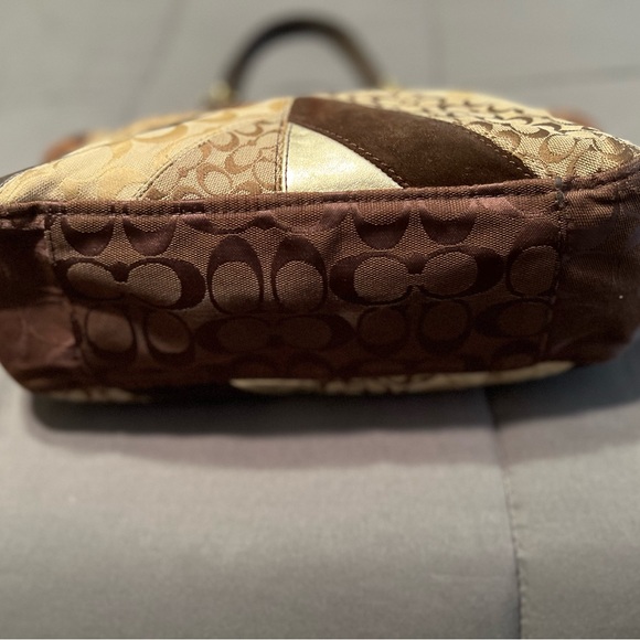 Coach purse brown and gold mixed materials in great condition! - Picture 9 of 16